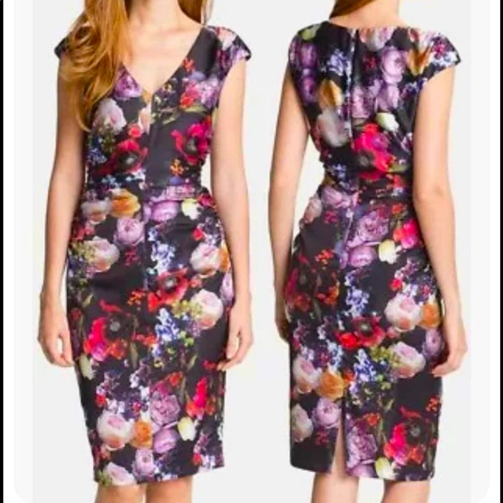 Nordstrom Maggy Boutique Ivy & Blu black floral dress women’s size 2